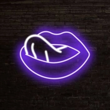 Lippen mit herausgestreckter Zunge LED-Neonschild für Bar Club