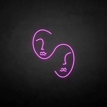 Abstrakte Gesichter Illustration LED-Neonschild Wohnzimmer Studio