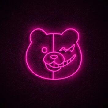 Bärengesicht mit schelmischem Ausdruck LED-Neonschild Gaming Wohnzimmer