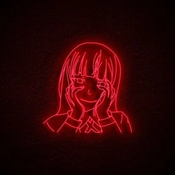 Anime Mädchen Gesicht mit Händen LED-Neonschild Gaming Zimmer