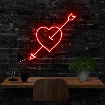 Herz mit Pfeil LED-Neonschild Wohnzimmer Schlafzimmer