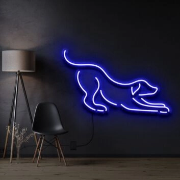 Hund in Spielhaltung LED-Neonschild Wohnzimmer Haustierbereich