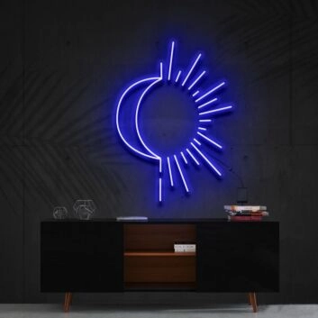 Halbmond mit Sonnenstrahlen LED-Neonschild Wohnzimmer Schlafzimmer