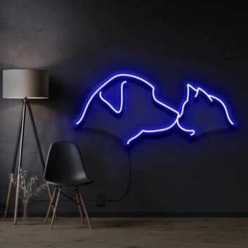 Hund und Katze Silhouette LED-Neonschild für Wohnzimmer und Tierladen