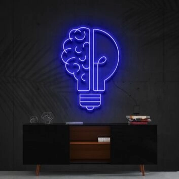 Glühbirne mit Gehirn LED-Neonschild Büro Wohnzimmer
