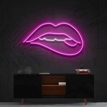 Lippen mit leichtem Biss LED-Neonschild für Wohnzimmer oder Bar