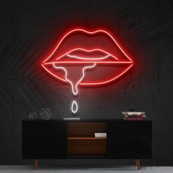 Lippen mit Tropfen LED-Neonschild Wohnzimmer Bar