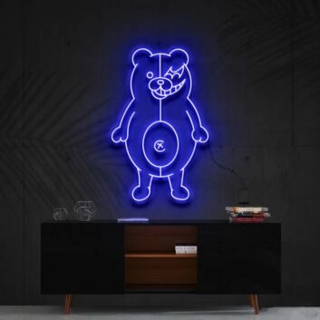 Bär mit geteiltem Gesicht LED-Neonschild Gaming Zimmer