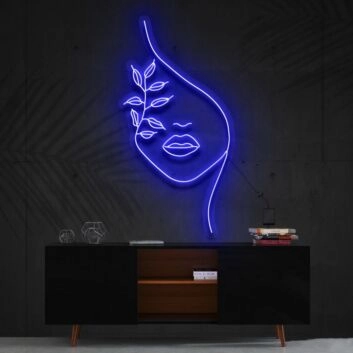 Abstraktes Gesicht mit Blättern LED-Neonschild Wohnzimmer Studio
