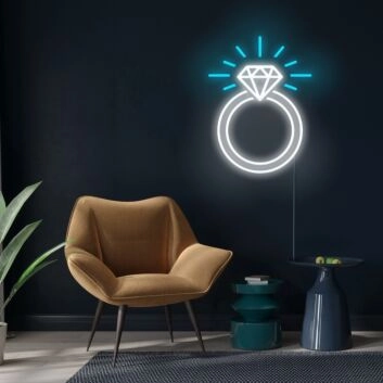Diamantring LED-Neonschild für Wohnzimmer oder Hochzeitslocation