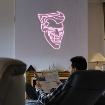 grinsendes Comicgesicht LED-Neonschild für Wohnzimmer oder Gaming Zimmer