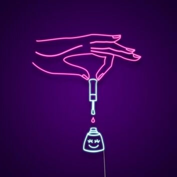 Hand mit Nagellackflasche LED-Neonschild für Nagelstudio