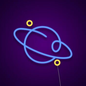 Planet mit Ringen LED-Neonschild Wohnzimmer Kinderzimmer
