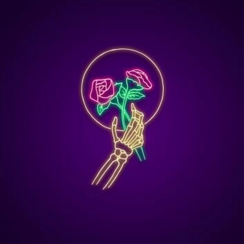 Skelett Hand mit Rose LED-Neonschild für Bar Tattoo Studio
