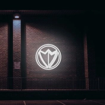 Kreis mit stilisierter Krone LED-Neonschild für Bar Club
