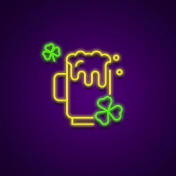 Bierkrug mit Schaum und Kleeblatt LED-Neonschild für Bar Pub