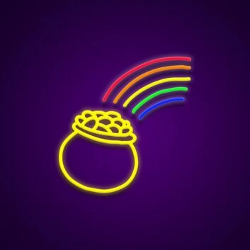 Goldtopf mit Regenbogen LED-Neonschild Wohnzimmer Bar