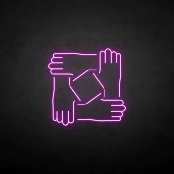 vier verbundene Hände LED-Neonschild Büro Gemeinschaftsraum