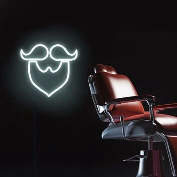 Bart mit Schnurrbart Symbol LED-Neonschild für Barbershop