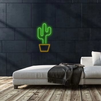 Kaktus im Blumentopf LED-Neonschild Wohnzimmer Schlafzimmer