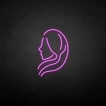 Frauenprofil mit langen Haaren LED-Neonschild für Friseursalon