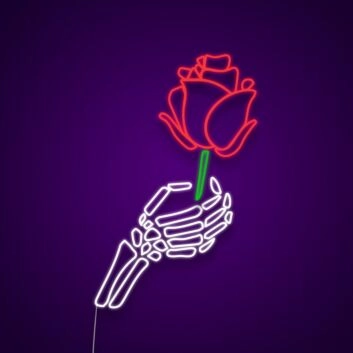 Skelett Hand mit Rose LED-Neonschild für Bar und Tattoo Studio