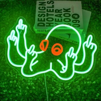 Krake mit erhobenen Mittelfingern LED-Neonschild für Bar Club