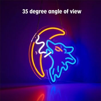 heulender Wolf mit Mond LED-Neonschild Wohnzimmer Bar