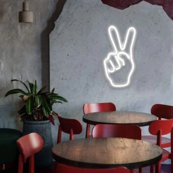 Hand mit Victory Zeichen LED-Neonschild für Cafe und Wohnzimmer