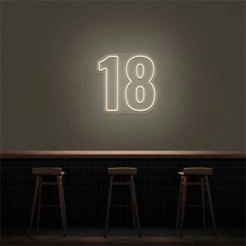 18 LED Neon Zahl als moderne Wanddekoration