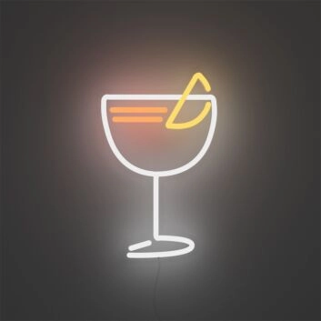 Cocktailglas mit Zitronenscheibe LED-Neonschild Bar Wohnzimmer