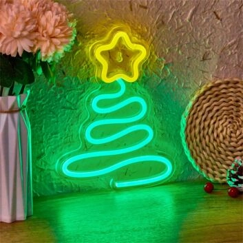 Weihnachtsbaum mit Stern LED-Neonschild Wohnzimmer Weihnachtsdeko