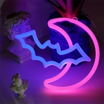 Fledermaus und Halbmond LED-Neonschild Wohnzimmer Bar