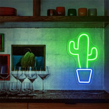 Kaktus im Blumentopf LED-Neonschild Wohnzimmer Bar