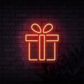 Geschenkbox mit Schleife LED-Neonschild für Wohnzimmer oder Party