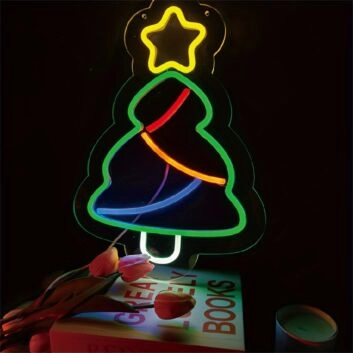 Weihnachtsbaum mit Stern LED-Neonschild für Wohnzimmer Weihnachtsdekoration