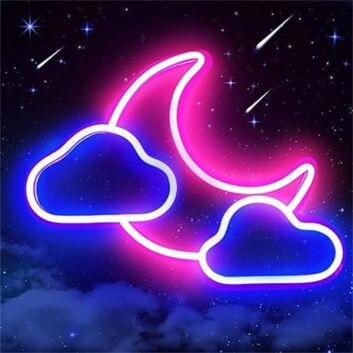 Mond und Wolken LED-Neonschild für Schlafzimmer Kinderzimmer