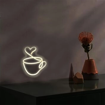 Kaffeetasse mit Herz LED-Neonschild für Küche Café
