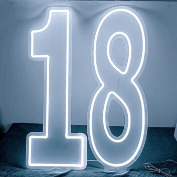 LED Neonschild Zahl 18 für Geburtstag und Partydekoration