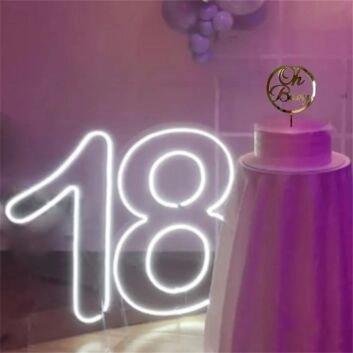 LED Neonschild Zahl 18 für Geburtstag und Partydekoration