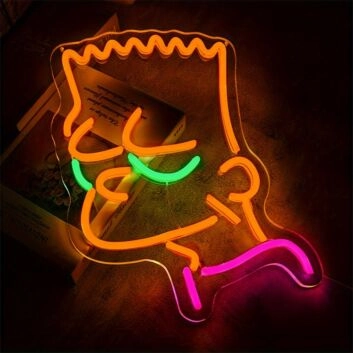 Comicfigur mit stacheligen Haaren LED-Neonschild Wohnzimmer Kinderzimmer