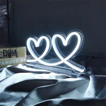 zwei Herzen LED-Neonschild Wohnzimmer Schlafzimmer