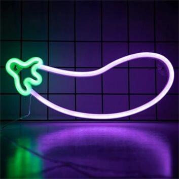 Eggplant LED Neon Lights Sign: Perfect for Jazzing Up Your Kitchen, Adding Fun to Bars, and Celebrating at Weddings.