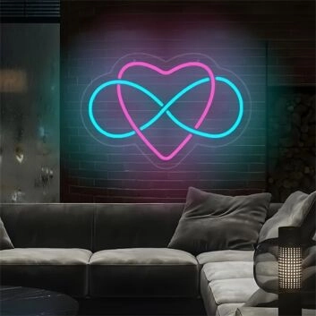 Herz mit Unendlichkeitssymbol LED-Neonschild Wohnzimmer Schlafzimmer