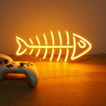 Fischgräte LED-Neonschild für Wohnzimmer oder Gaming Zimmer
