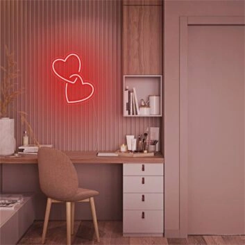 zwei verbundene Herzen LED-Neonschild Schlafzimmer Wohnzimmer