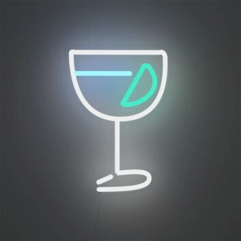 Cocktailglas mit Limettenscheibe LED-Neonschild Bar Wohnzimmer