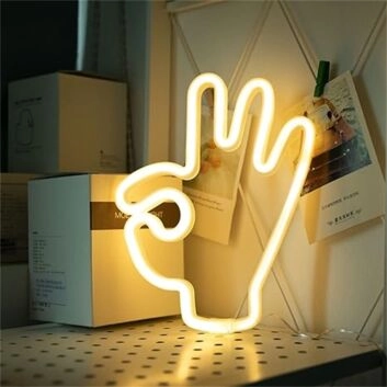 Elevate Your Decor: Home, Office, Store, and Bar Ambiance with Hand Shape Finger Ok LED Neon Sign.