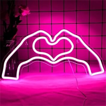 Herzform mit Händen LED-Neonschild Wohnzimmer Schlafzimmer