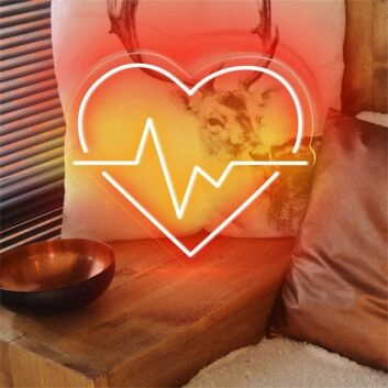 Herz mit Herzschlaglinie LED-Neonschild für Wohnzimmer oder Schlafzimmer